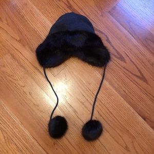 Banana Republic Black Fur Trim Hat